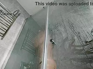 fluffy pussy enjoys shower with big lips