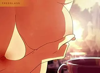 lactating hentai squirts milk into cup