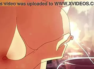 lactating hentai squirts milk into cup