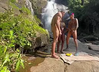 Me and friend take hot black girl to waterfall for intense fucking with emo vibes