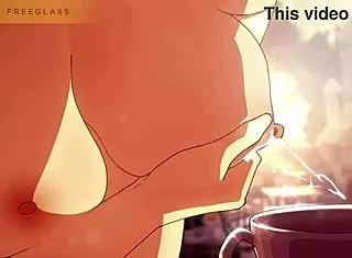 lactating hentai squirts milk into cup