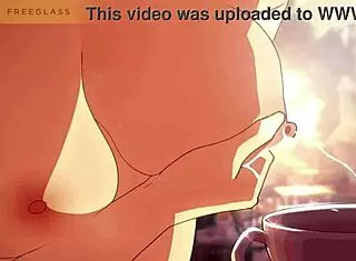 lactating hentai squirts milk into cup