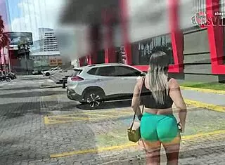 Cristina Almeida Flashes Cameltoe in Gym Shorts