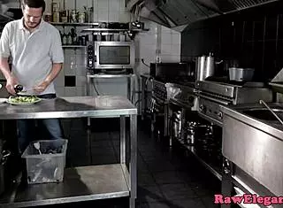 Euro babe anally creamed in restaurant kitchen 😈