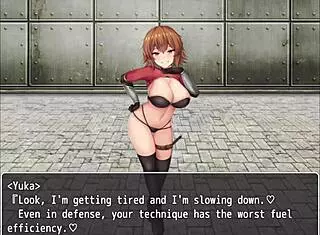 orange haired naughty girl steps on hero's cock in hentai