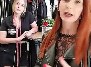 Bettie ballhaus showcases her natural big tits in tight leather pants