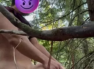 horny amateur couple fucks outdoors in public park