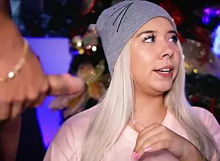 Blonde BBW Jerks Cock with Feet