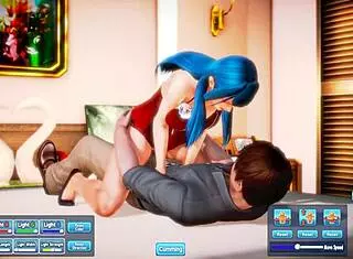 Blue Haired Beauty Gets Silly