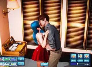 Blue Haired Beauty Gets Silly