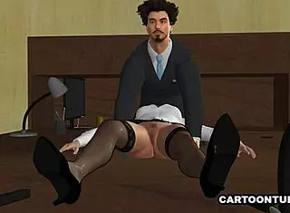 i suck my busty 3d secretary's pussy at the office