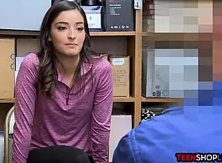 Young shoplifter teen gets busted by hung mall cop?