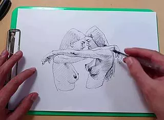 two beautiful sexy girls in a quick sketch