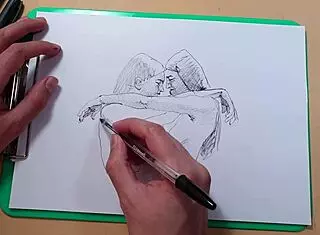 two beautiful sexy girls in a quick sketch