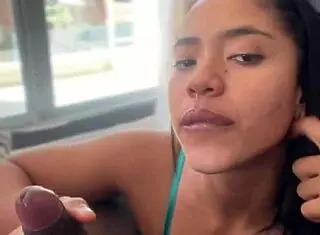 deep blowjob with bbc turns into face fucking for petite amateur