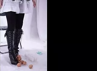 Crushing Food Under Boots In Fetish Video