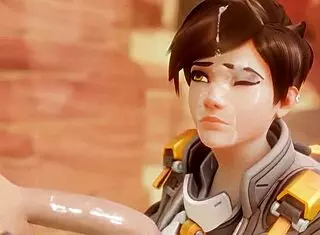 tracer pays the bet with a black cock blowjob