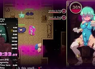 In this hentai game, Mage Kanade's futanari dungeon quest unfolds with intense anime-style encounters and quests.