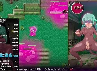 In this hentai game, Mage Kanade's futanari dungeon quest unfolds with intense anime-style encounters and quests.