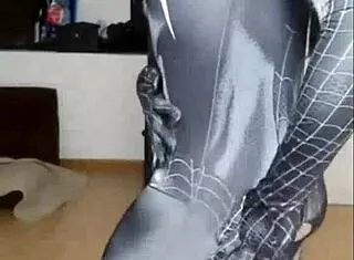 Cosplay Spider-Woman Goes Wild Playing with Her Tight Pussy.