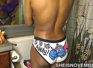 Msnovember pulls up panties in bathroom