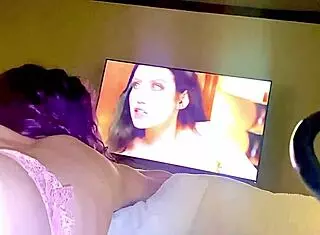 young brunette girl achieves beautiful orgasm