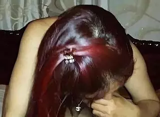 Vietnamese whore sucks big tits in amateur blowjob