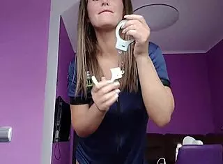 Foot fetish with brunette milf getting licked close up!