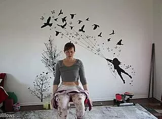 European wife teaches yoga lesson 339