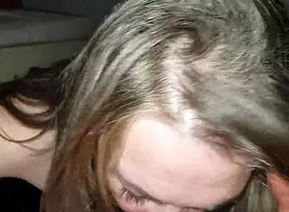 Whore slave gets blowjob on leash at night club