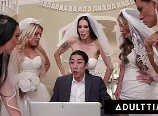 i'm a big titty milf bride disciplinin' the wedding planner with a reverse gangbang!