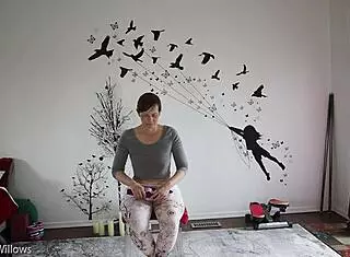 European wife teaches yoga lesson 339