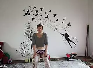 European wife teaches yoga lesson 339