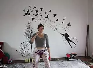 European wife teaches yoga lesson 339