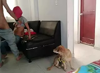 My stepsister milks me in the living room