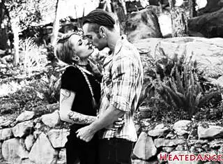 heatedangela 86 performs deepthroat and cowgirl in goth style with piercings and tattoos.