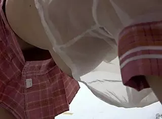 Cute Japanese Girl in Miniskirt Wedgie Fun