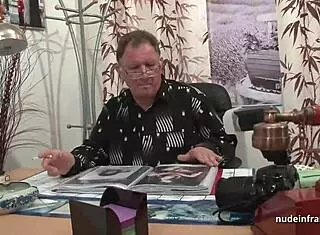 Skinny French Brunette Takes Anal on Casting Couch in Stockings