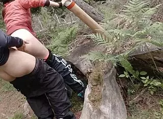 Liz and Ted bike then have outdoor sex.