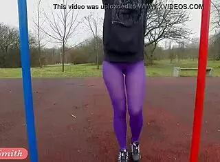 Jeny Smith In Pantyhose During Outdoor Workout