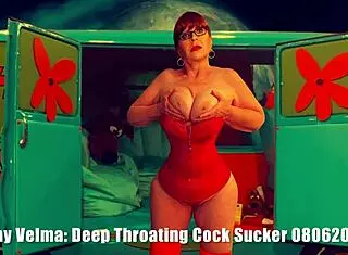 Granny Velma deepthroats in cosplay costume