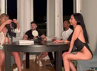 friends start board game that turns into wild group sex