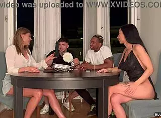 friends start board game that turns into wild group sex