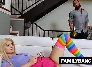 familybangs com ⭐ strict dad disciplines tiny stepdaughter aria banks for gaming obsession with brad newman