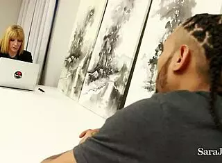 Office milf Sara Jay rides hard cock for sticky cum