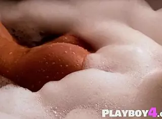 Hot babe Diana Lark shows perfect ass passionately in pool bubble bathtub
