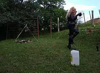 I am beth kinky, sexy goth domina trainin my shemale horseman in public outdoor bdsm