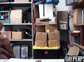 tattooed ebony thief caught by security guard