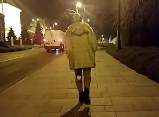 Pretty Blonde Ariela Rider Walks On Street With Anal Plug, Flashing Hairless Pussy.