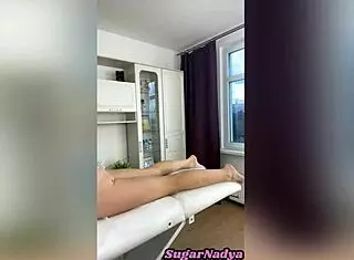 Sugarnadya Waxes Slender Legs for Foot Fetish Fans